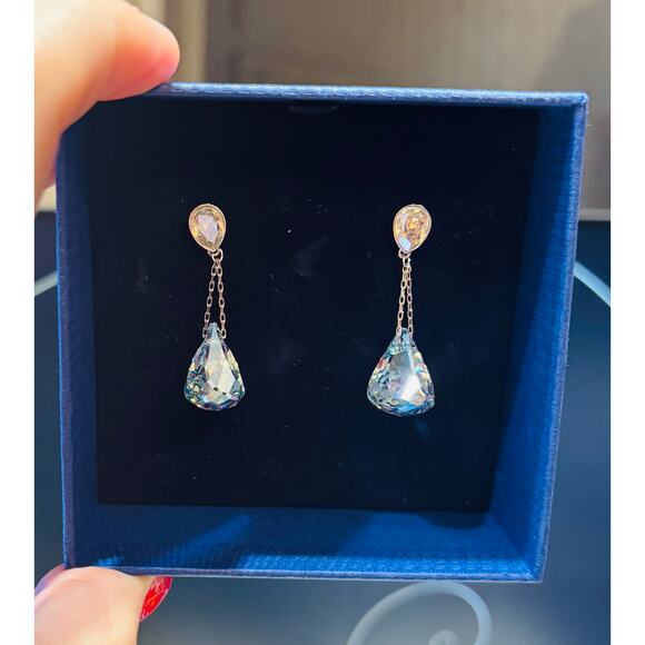 Swarovski crystal earrings blue Lunar PE Drop Lazo Mol 8193294 NWT - Picture 6 of 13